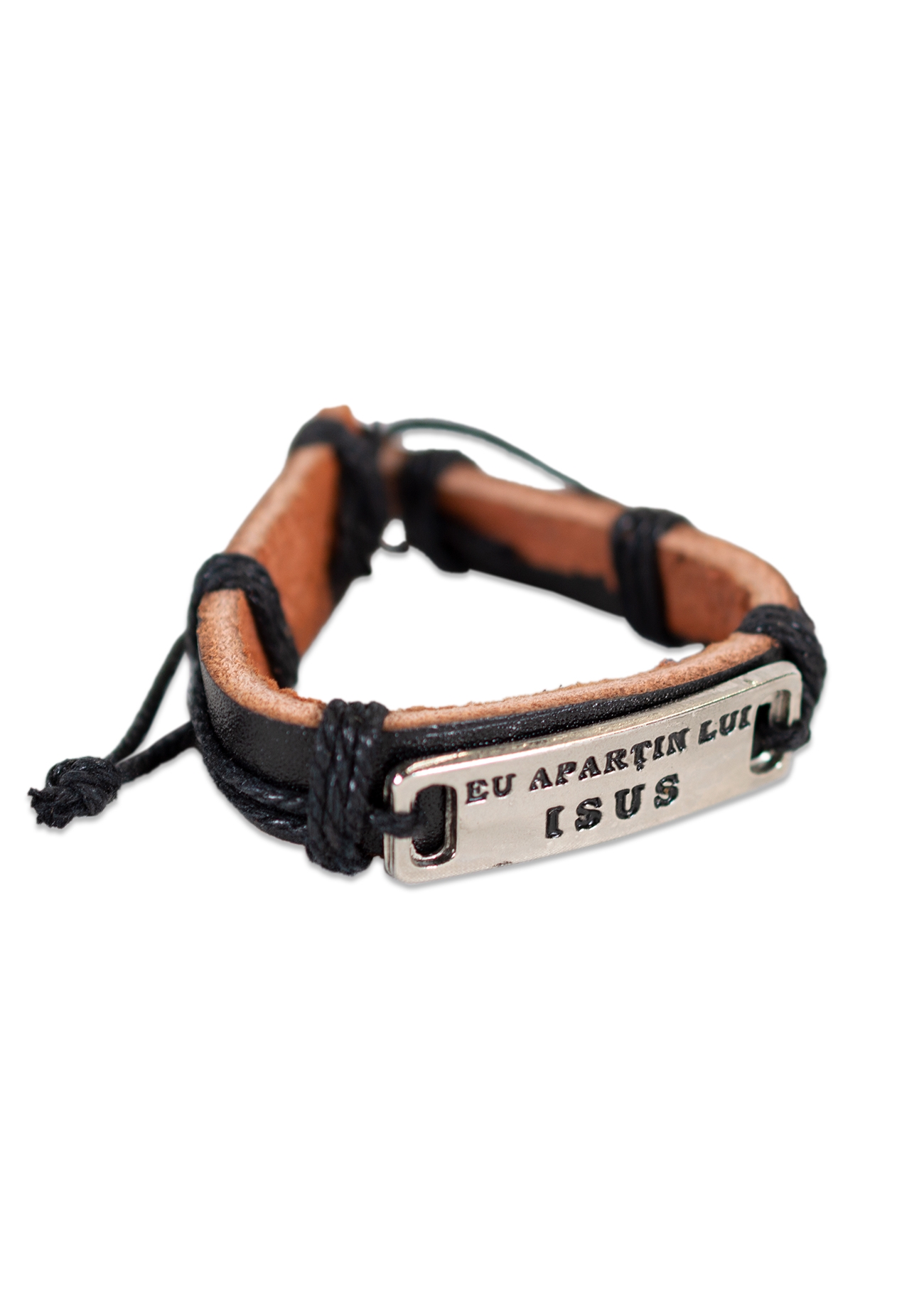 Bratara din piele neagra - "Eu apartin lui Isus" Bratara din piele neagra - "Eu apartin lui Isus"