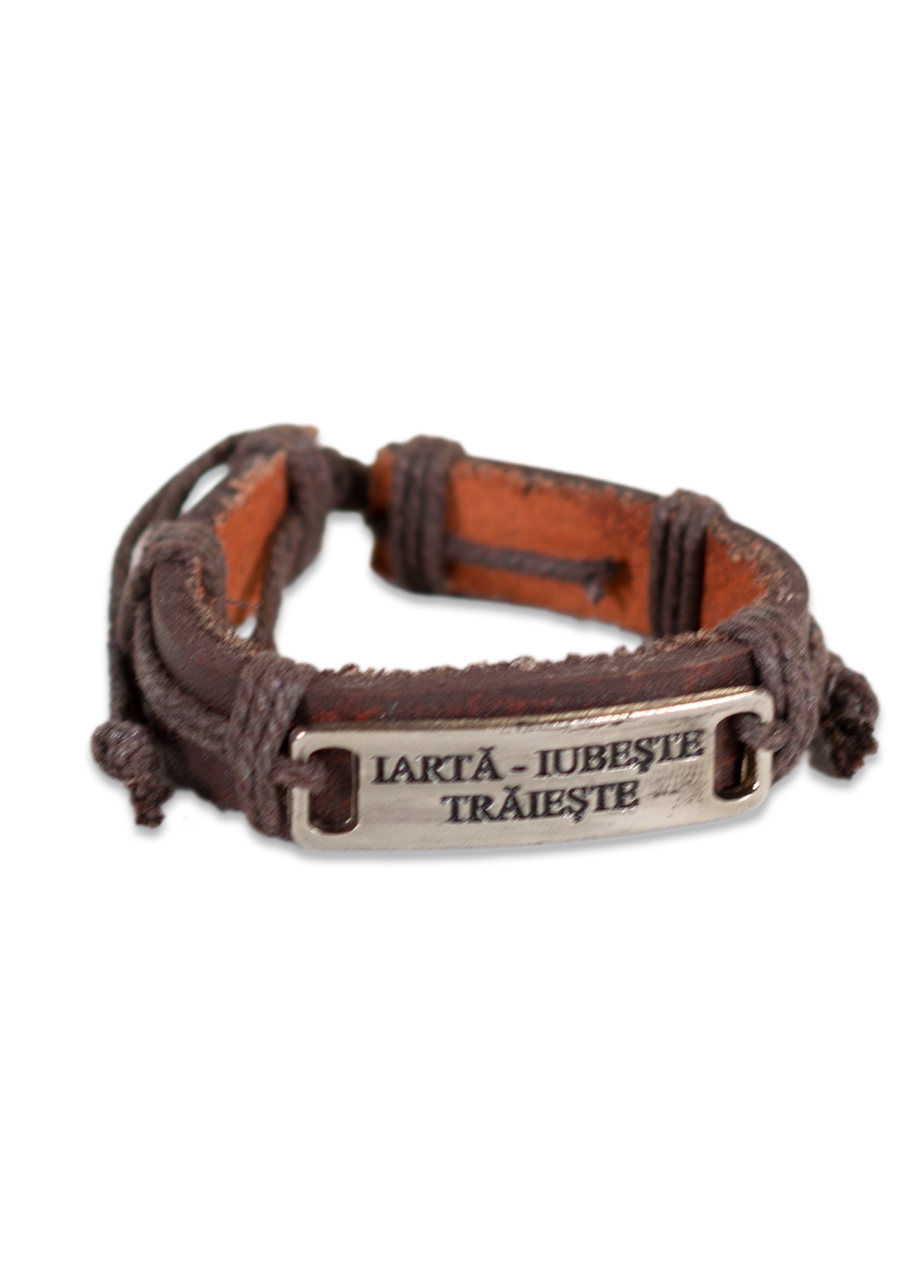 Bratara din piele maro inchis - "Iarta - Iubeste - Traieste" Bratara din piele maro inchis - "Iarta - Iubeste - Traieste"
