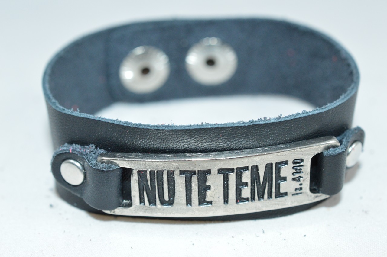 Bratara din piele naturala, neagra - Nu te teme Bratara din piele naturala, neagra - Nu te teme