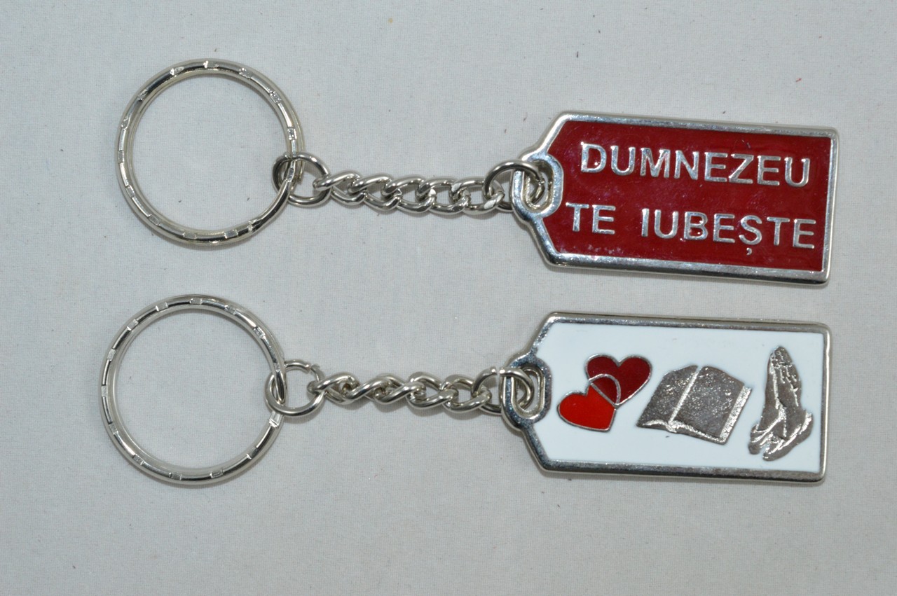 Brelocuri crestine fata/verso - Dumnezeu te iubeste Brelocuri crestine fata/verso - Dumnezeu te iubeste