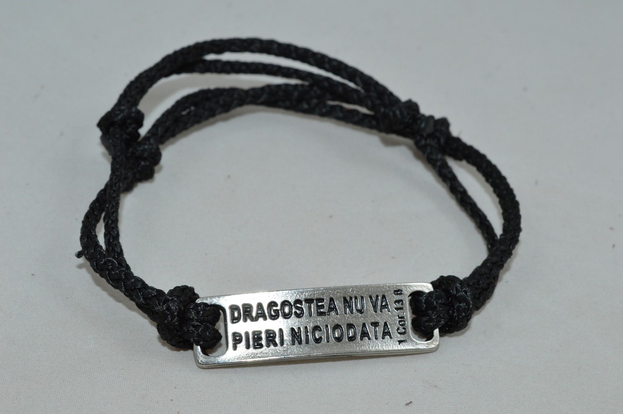 Bratara crestina (șnur) - Dragostea nu va pieri niciodata Bratara crestina (șnur) - Dragostea nu va pieri niciodata