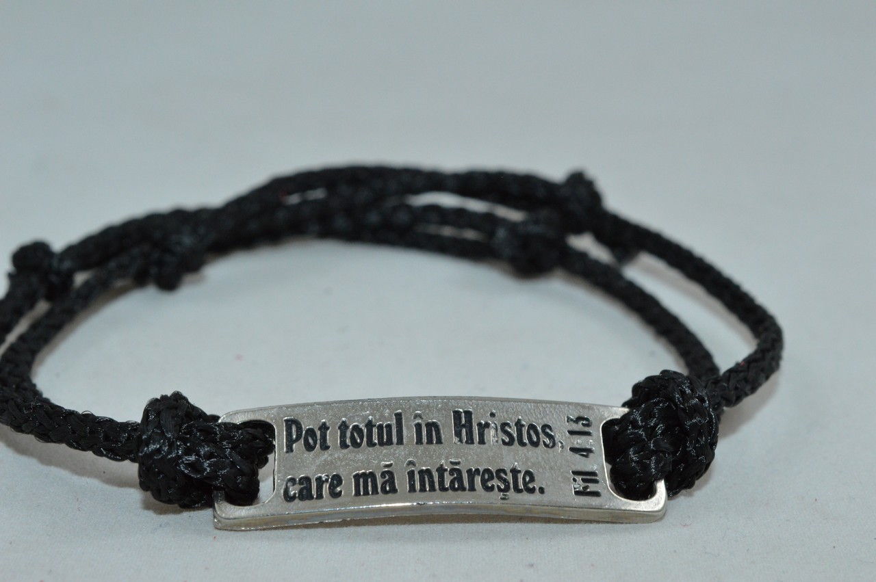 Bratara crestina (șnur) - Pot totul in Hristos, care ma intareste Bratara crestina (șnur) - Pot totul in Hristos, care ma intareste