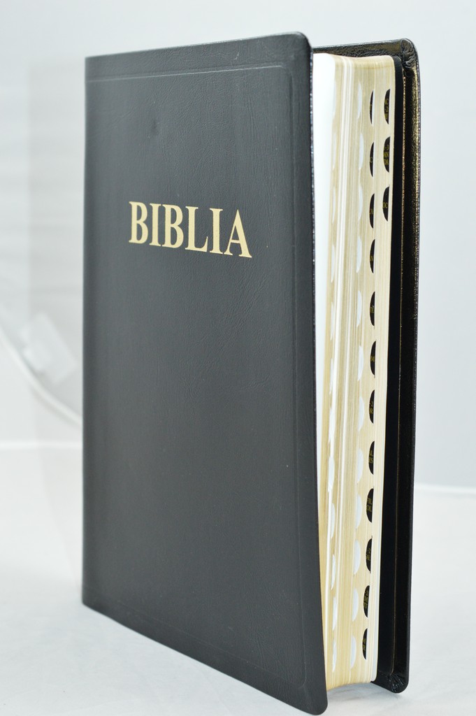 Biblia foarte mare, piele, scris foarte mare, neagra, aurita, index, trad. Cornilescu [ 087 TI ]