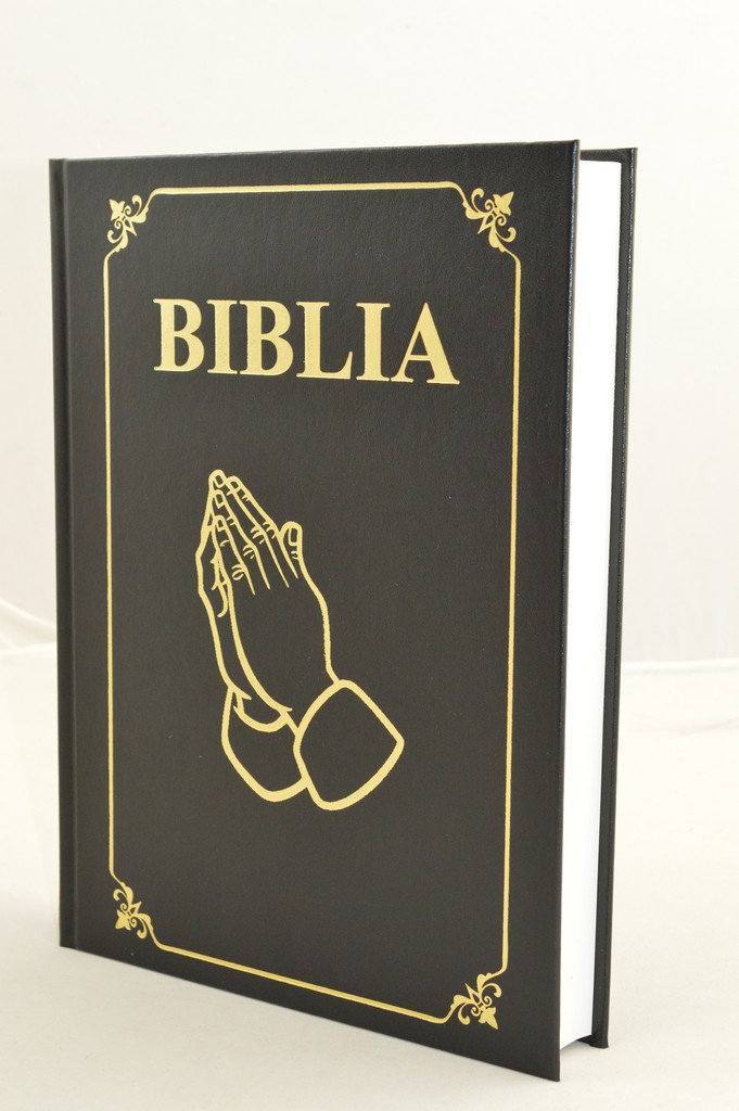 Biblia foarte mare cu maini, cartonata, scris foarte mare, neagra, margini albe, trad. Cornilescu [083 CT]