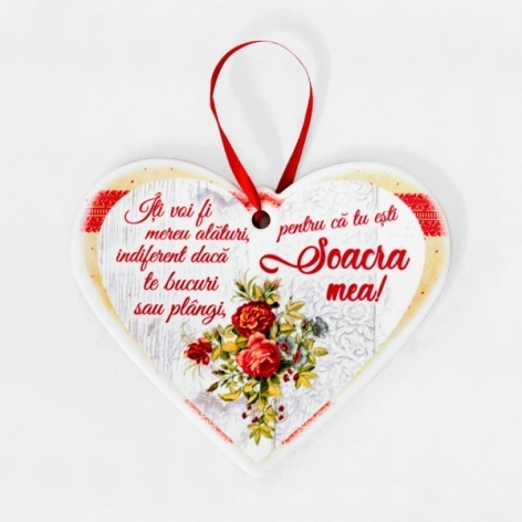 Tablou motivational ceramica inima (19x16cm) - Soacra mea Tablou motivational ceramica inima (19x16cm) - Soacra mea