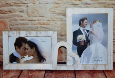 Rama foto dubla pentru nunta - Inimioara (10x15 cm) Rama foto dubla pentru nunta - Inimioara (10x15 cm)