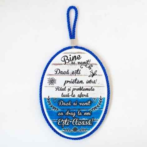 Tablou motivational  ceramica oval (13.5x218cm) -  Bine ai venit