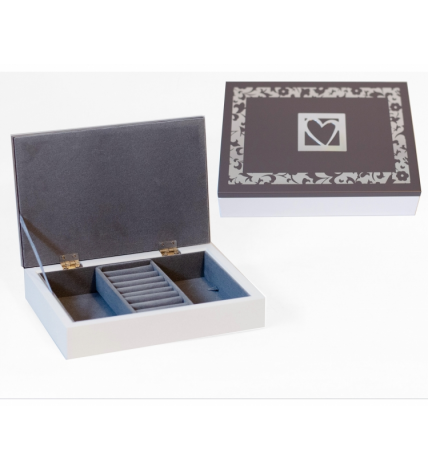 Cutie depozitare  gri cu alb cu un  compartiment -  5x17.5x12.5 cm Cutie depozitare  gri cu alb cu un  compartiment -  5x17.5x12.5 cm