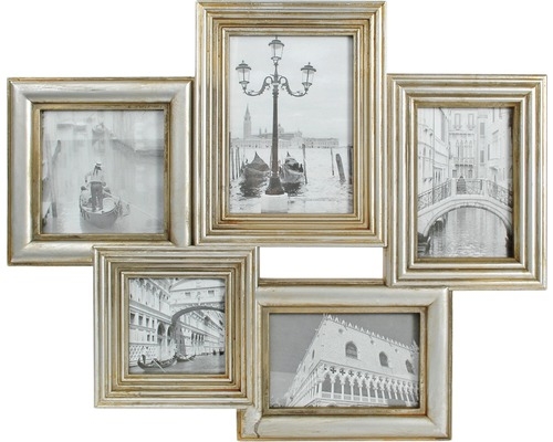 Rama foto multipla, colaj 5 poze, aspect vintage, auriu - 42x51 cm Rama foto multipla, colaj 5 poze, aspect vintage, auriu - 42x51 cm