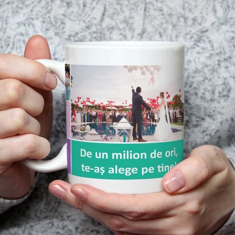 Cană personalizată cu 4 poze – Soț/Soție Cană personalizată cu 4 poze – Soț/Soție