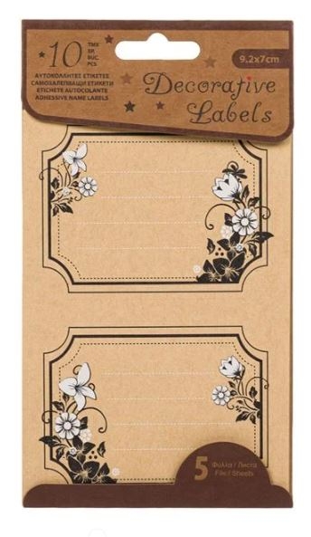 Etichete scolare - Flori bej (10 buc.) Etichete scolare - Flori bej (10 buc.)