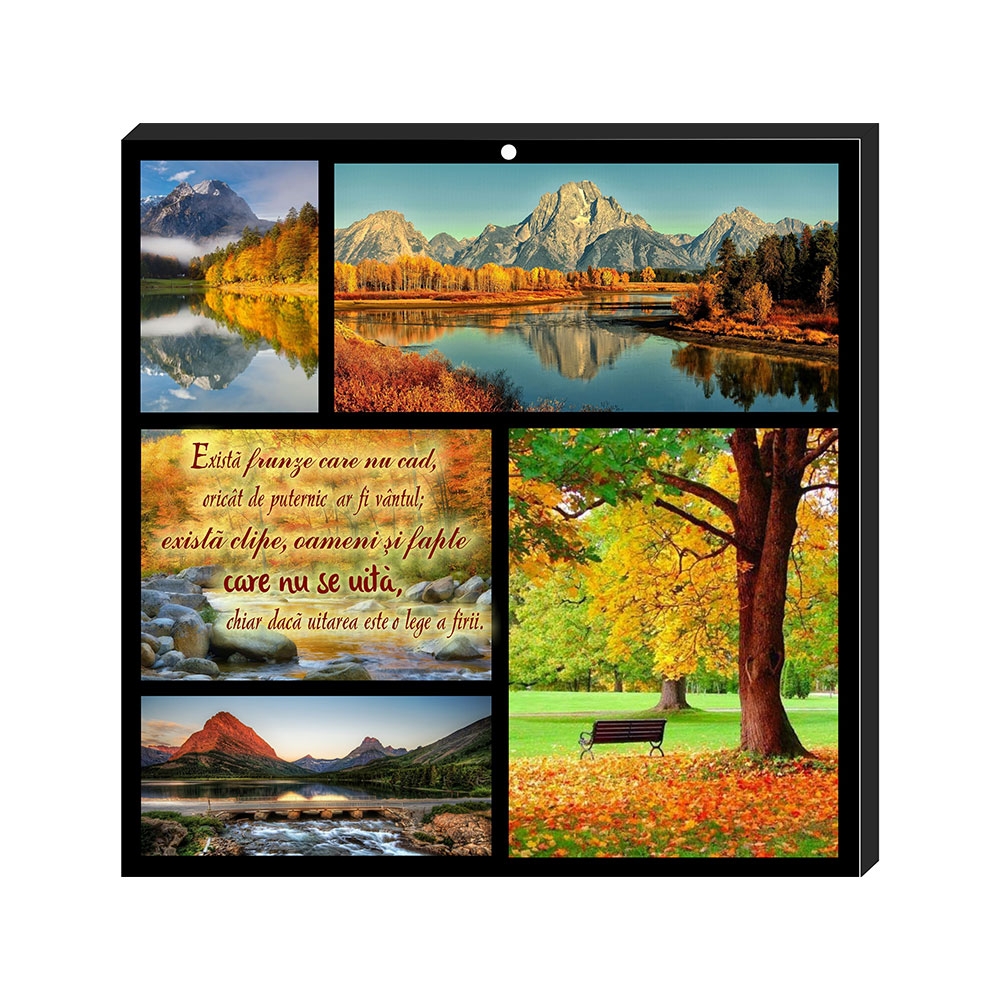 Tablou colaj vintage - "Există frunze care nu cad..." (30x30 cm)