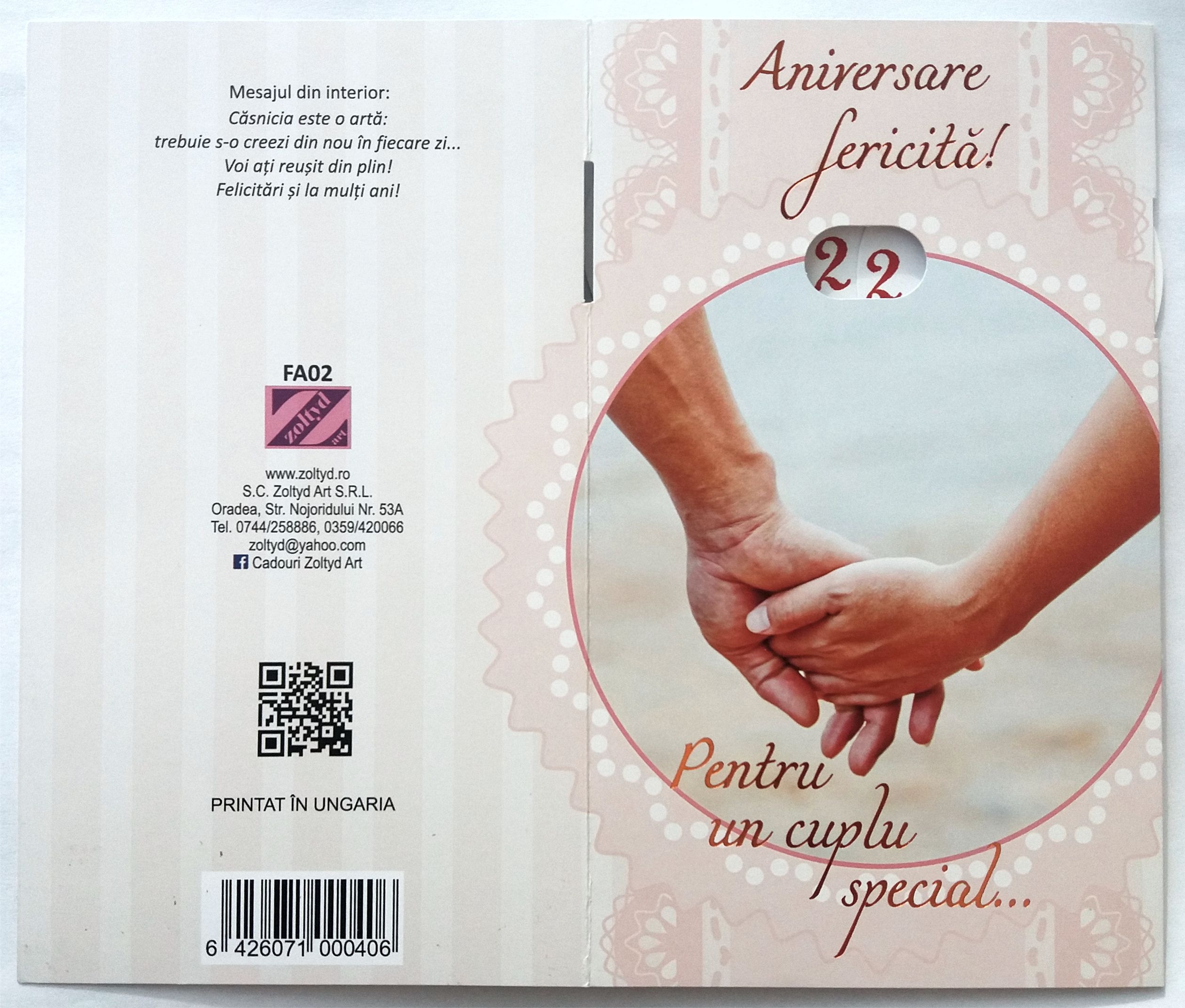 Felicitare aniversară, numărul anilor se pot regla de la 1 la 99 - Pentru un cuplu special(19 cm x 11.3 cm)