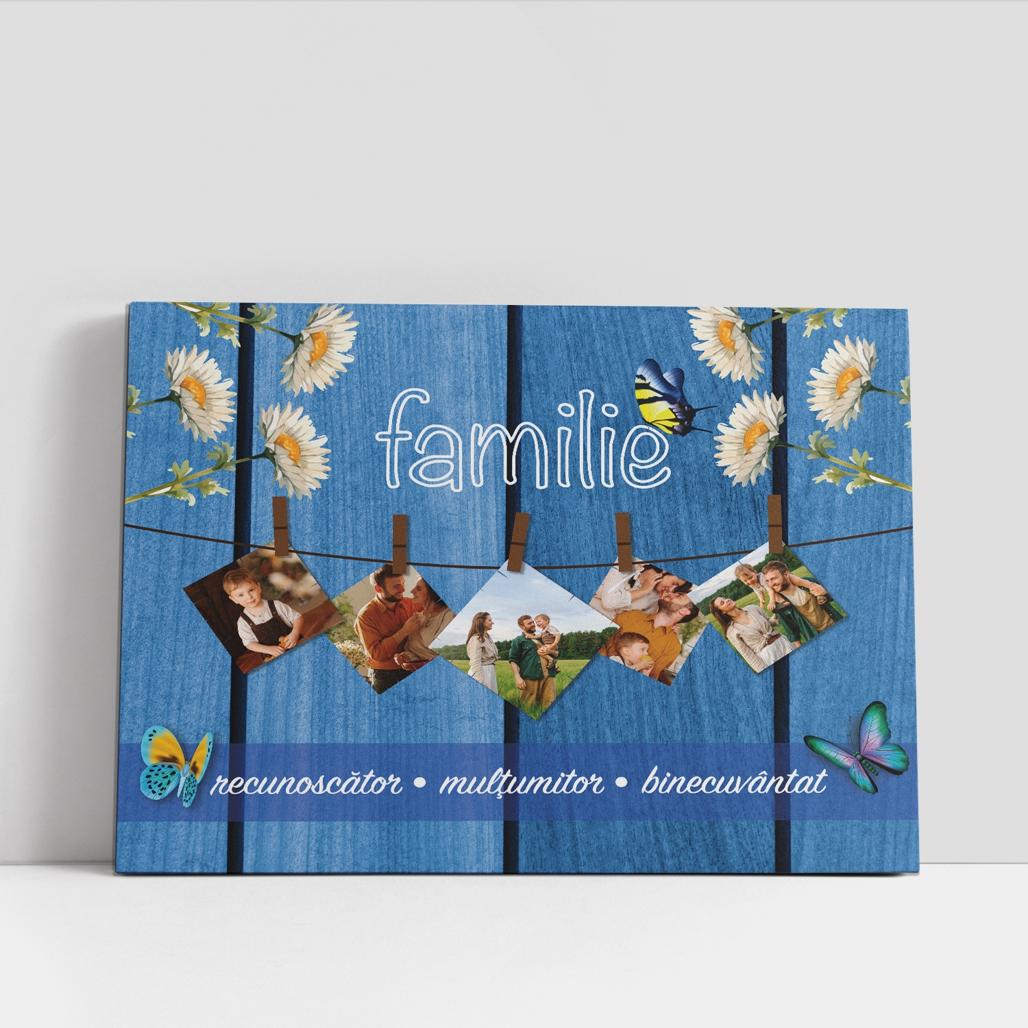 Tablou canvas personalizat cu 5 poze – Familie Tablou canvas personalizat cu 5 poze – Familie