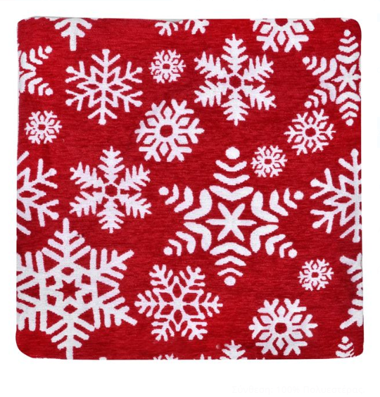 Fata de perna de Craciun, rosu - Fulgi de zapada (40x40cm) Fata de perna de Craciun, rosu - Fulgi de zapada (40x40cm)
