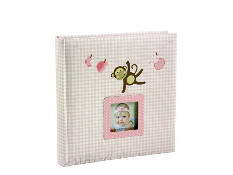 Album foto baby maimutica vesela, ROZ (22x22x4.5 cm ) Album foto baby maimutica vesela, ROZ (22x22x4.5 cm )