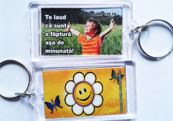 Breloc cu verset biblic fata/verso - Te laud ca sunt o faptura asa minunata