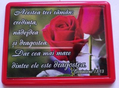 Magnet cu verset biblic - Acestea trei raman Magnet cu verset biblic - Acestea trei raman