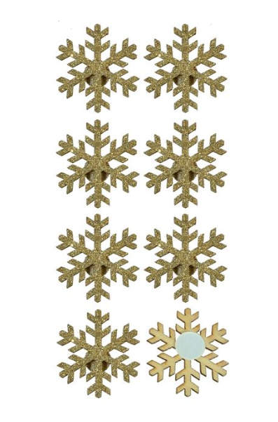 Autocolante decorative de Craciun - Fulgi de zapada, aurii, 8 buc. Autocolante decorative de Craciun - Fulgi de zapada, aurii, 8 buc.