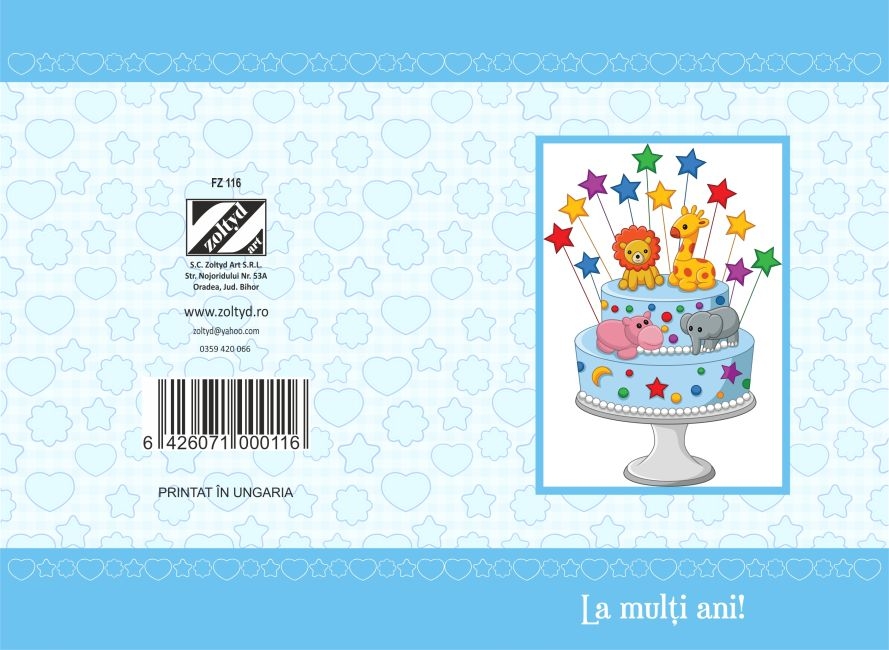 Felicitare  - La multi ani  ( 16.5 cm x 11.5 cm  )