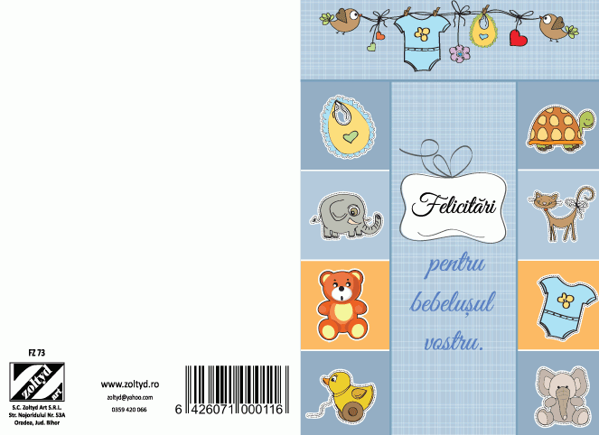 Felicitare  - Felicitari pentru bebelus   ( 16.5 cm x 11.5 cm  ) Felicitare  - Felicitari pentru bebelus   ( 16.5 cm x 11.5 cm  )