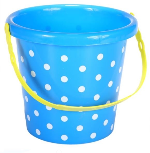 Jucarii pentru nisip - Galeata albastra cu buline albe (14x13 cm) Jucarii pentru nisip - Galeata albastra cu buline albe (14x13 cm)