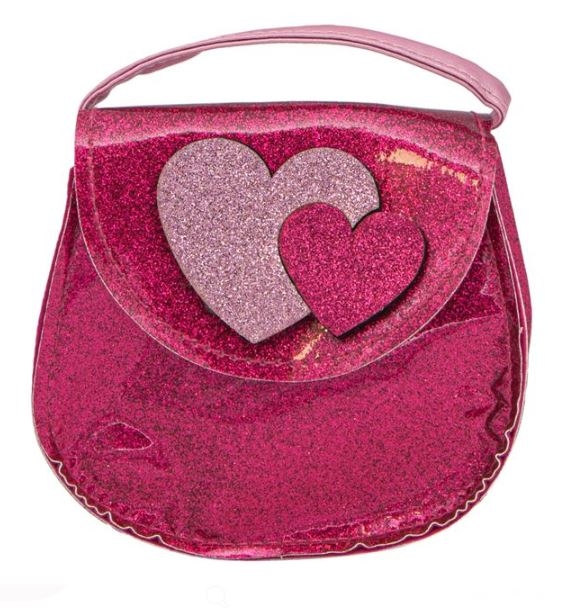 Geanta, roz glitter - Inimi (12x5x11 cm) Geanta, roz glitter - Inimi (12x5x11 cm)