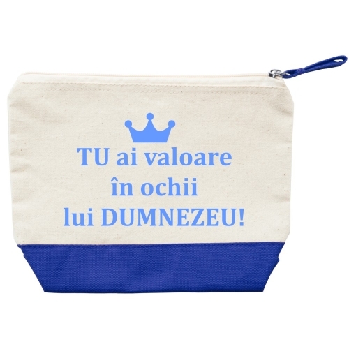 Borsetă din material textil, cu mesaj creștin - Tu ai valoare în ochii lui Dumnezeu Borsetă din material textil, cu mesaj creștin - Tu ai valoare în ochii lui Dumnezeu