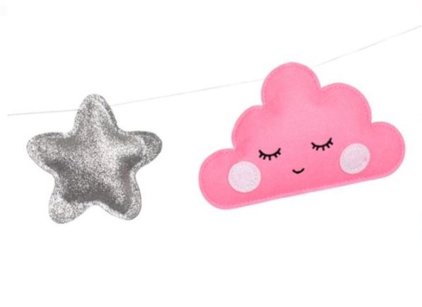 Ghirlanda decorativa, roz-argintiu - Nor, Stea, Luna(1,4m) Ghirlanda decorativa, roz-argintiu - Nor, Stea, Luna(1,4m)