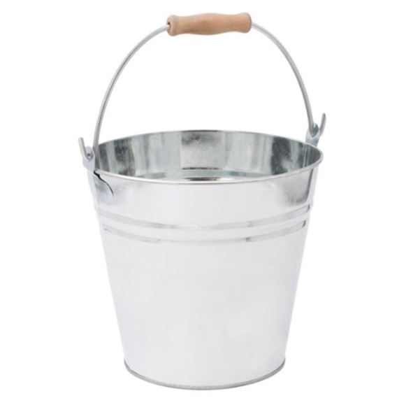 Masca pentru ghiveci, de metal, gri, in forma de galeata (13x13cm) Masca pentru ghiveci, de metal, gri, in forma de galeata (13x13cm)