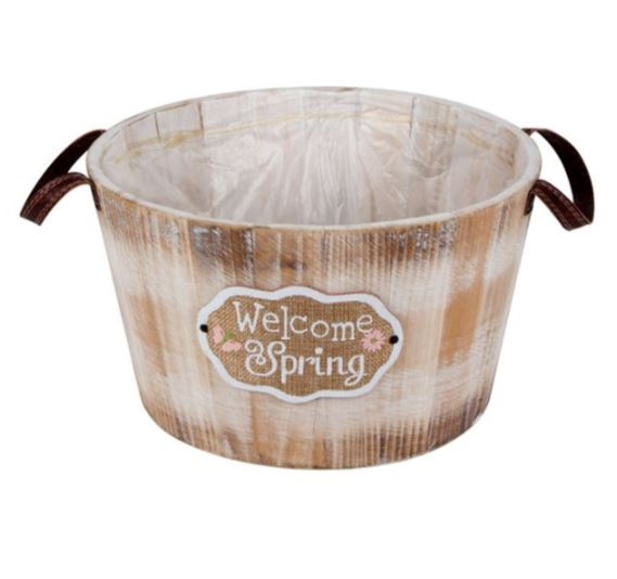 Ghiveci pentru flori din lemn - Welcome Spring (28x16 cm) Ghiveci pentru flori din lemn - Welcome Spring (28x16 cm)