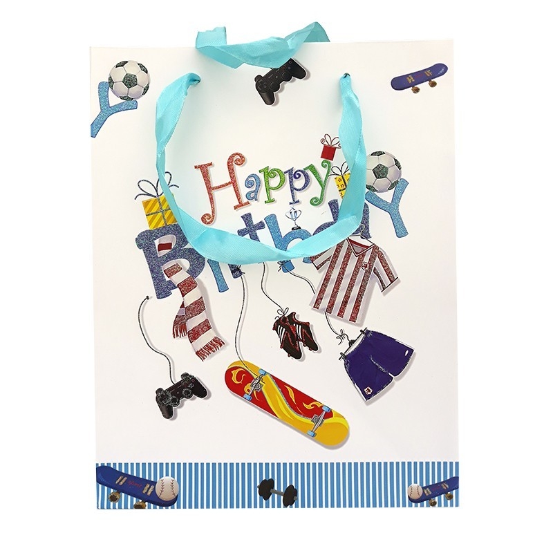 Punga medie pentru cadouri - Motiv Happy Birthday ( albastru deschis ) Punga medie pentru cadouri - Motiv Happy Birthday ( albastru deschis )