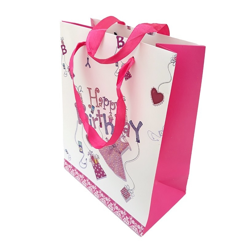 Punga medie pentru cadouri - Motiv Happy Birthday ( roz ) Punga medie pentru cadouri - Motiv Happy Birthday ( roz )