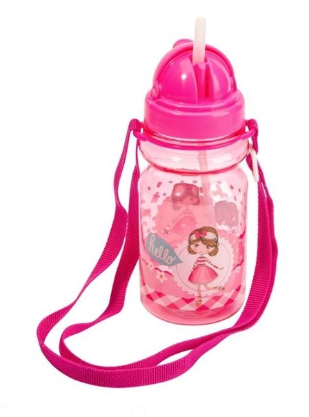 Bidonas apa, roz - Hello girl - 350 ml Bidonas apa, roz - Hello girl - 350 ml