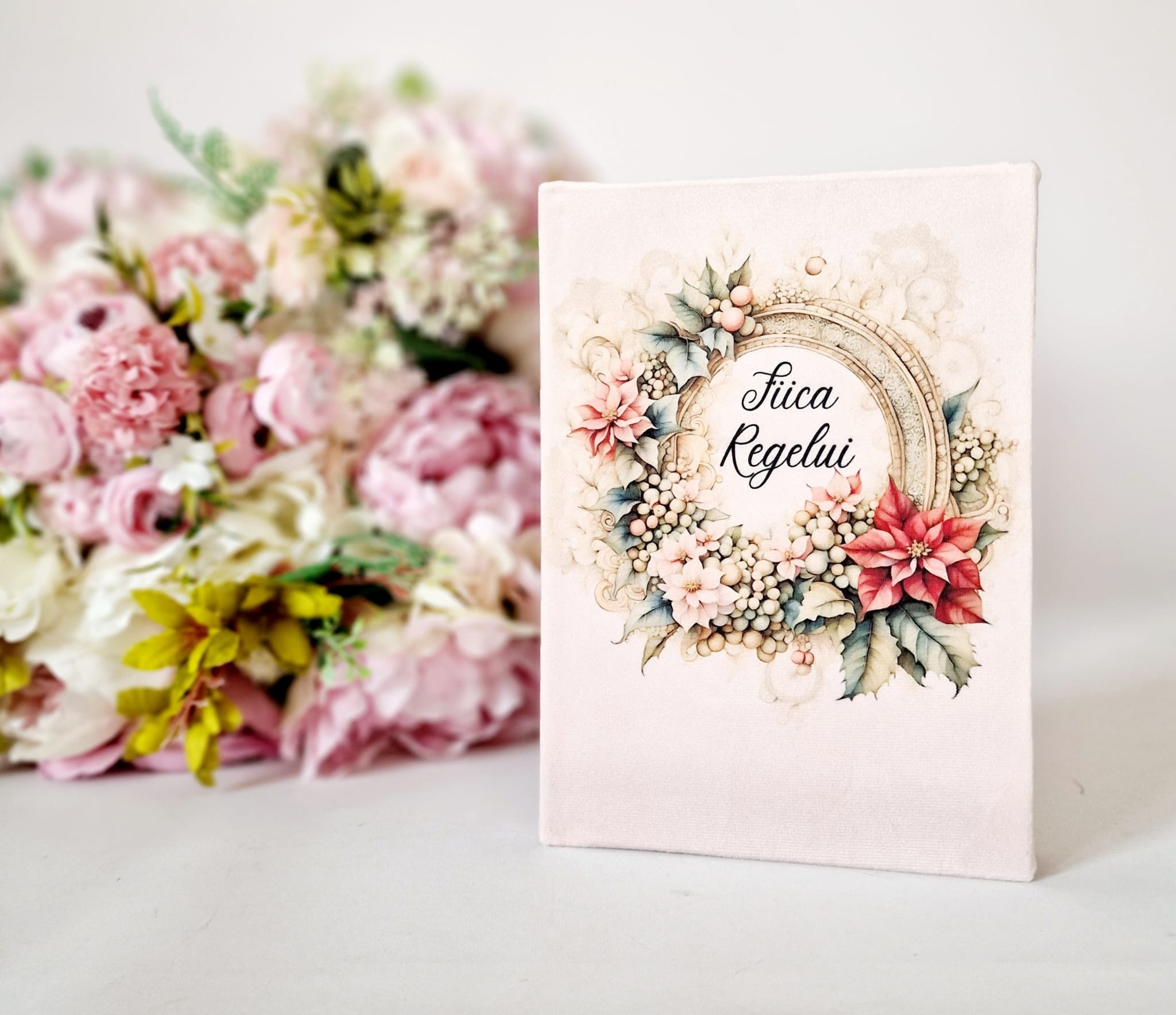 Jurnal cu mesaj creștin, copertă de catifea, margini argintii - Fiica Regelui