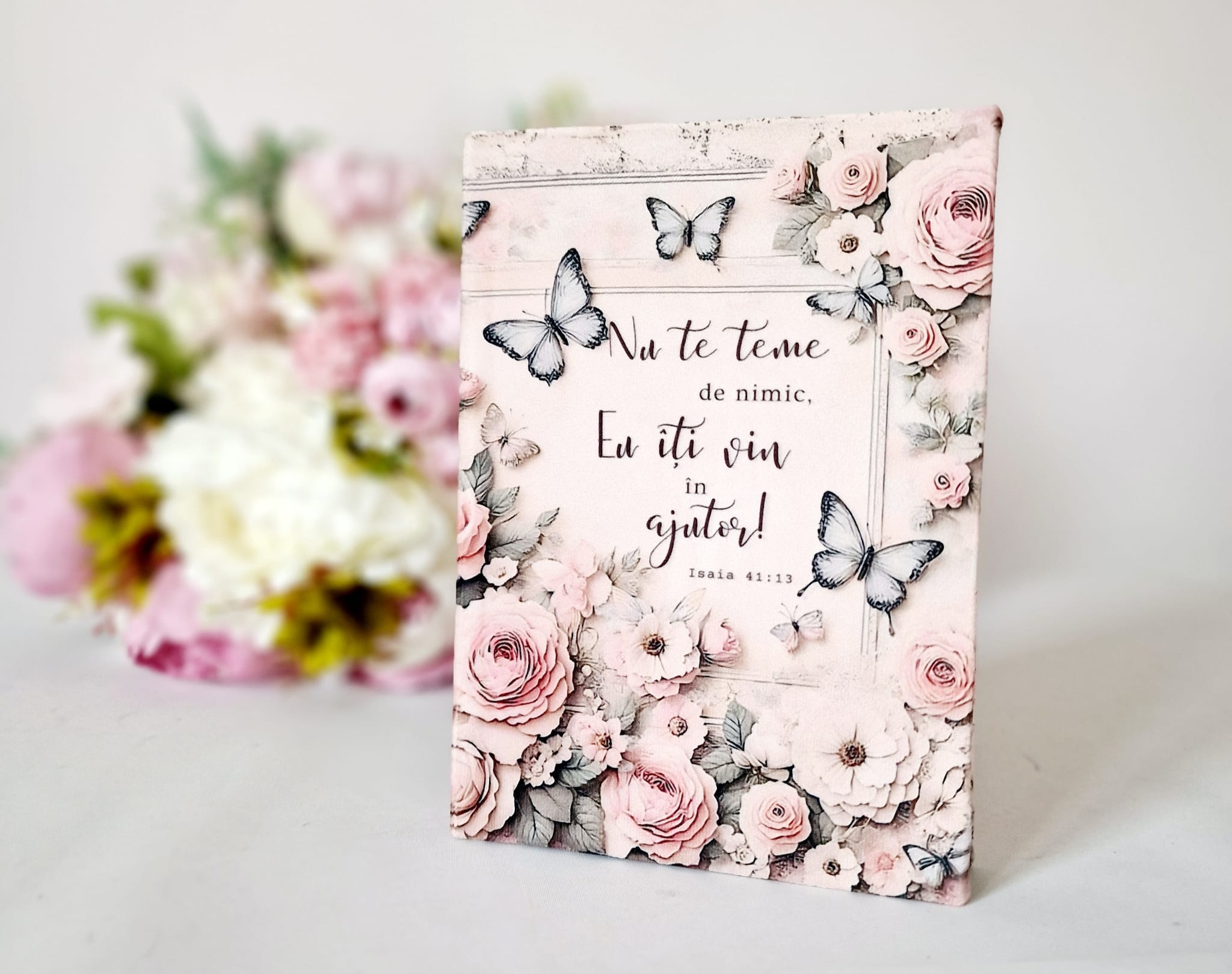 Jurnal cu mesaj creștin, copertă de catifea, margini argintii - Nu te teme de nimic