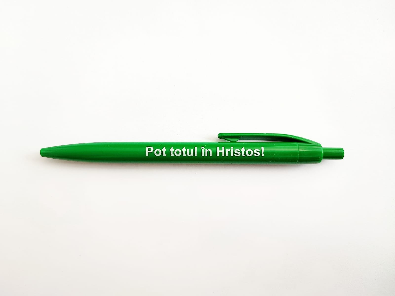 Pix cu mesaj crestin - Pot totul în Hristos! (verde închis) Pix cu mesaj crestin - Pot totul în Hristos! (verde închis)