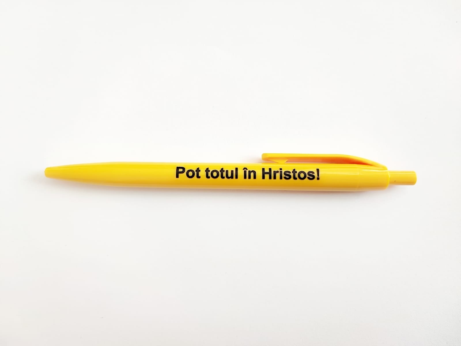 Pix cu mesaj crestin - Pot totul în Hristos! (galben) Pix cu mesaj crestin - Pot totul în Hristos! (galben)