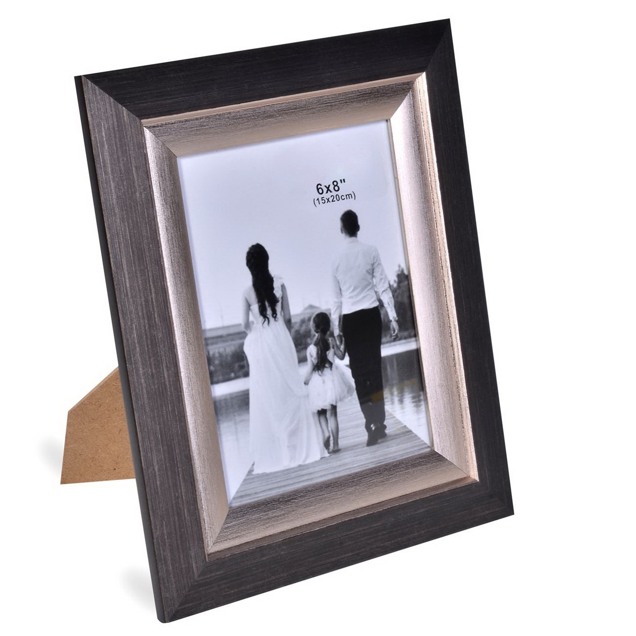 Rama foto din lemn, negru-auriu - 1 poza de 15x20cm Rama foto din lemn, negru-auriu - 1 poza de 15x20cm