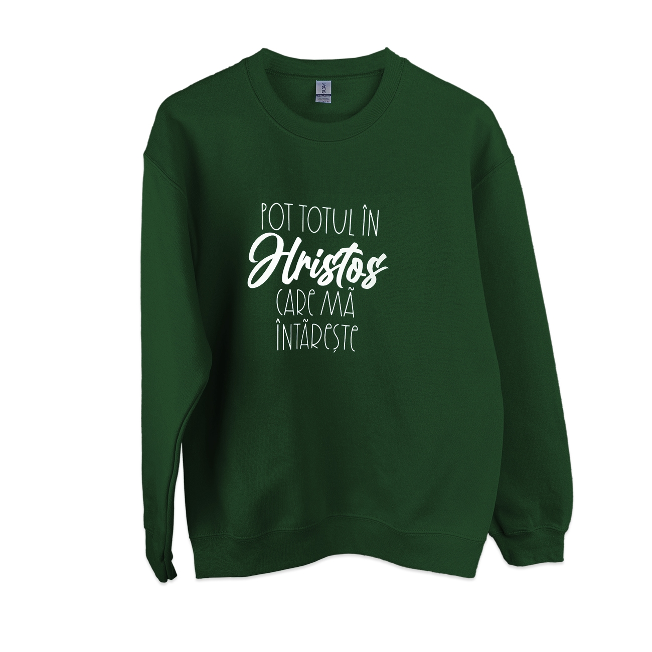 Bluza unisex, marimea L - Pot totul in Hristos (verde) Bluza unisex, marimea L - Pot totul in Hristos (verde)