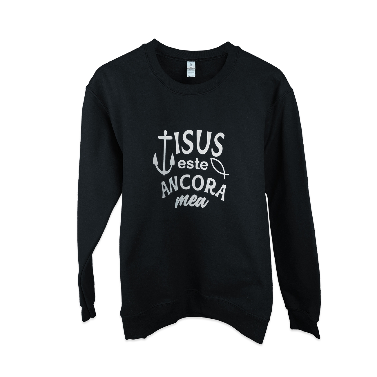 Bluza unisex, marimea M - Isus este ancora mea (negru) Bluza unisex, marimea M - Isus este ancora mea (negru)