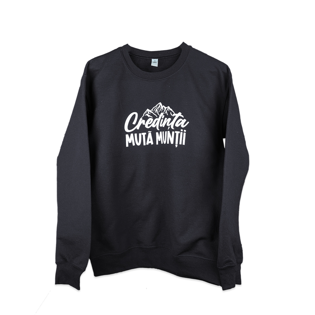 Bluza unisex, marimea M - Credința mută munții (negru) Bluza unisex, marimea M - Credința mută munții (negru)