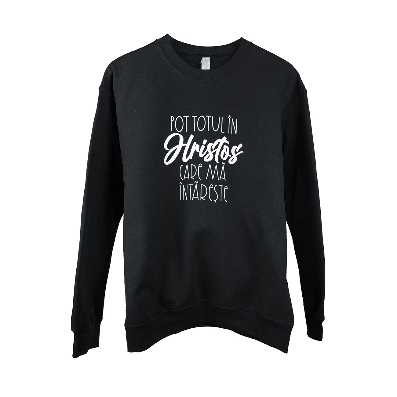 Bluza unisex, marimea S - Pot totul in Hristos (negru) Bluza unisex, marimea S - Pot totul in Hristos (negru)