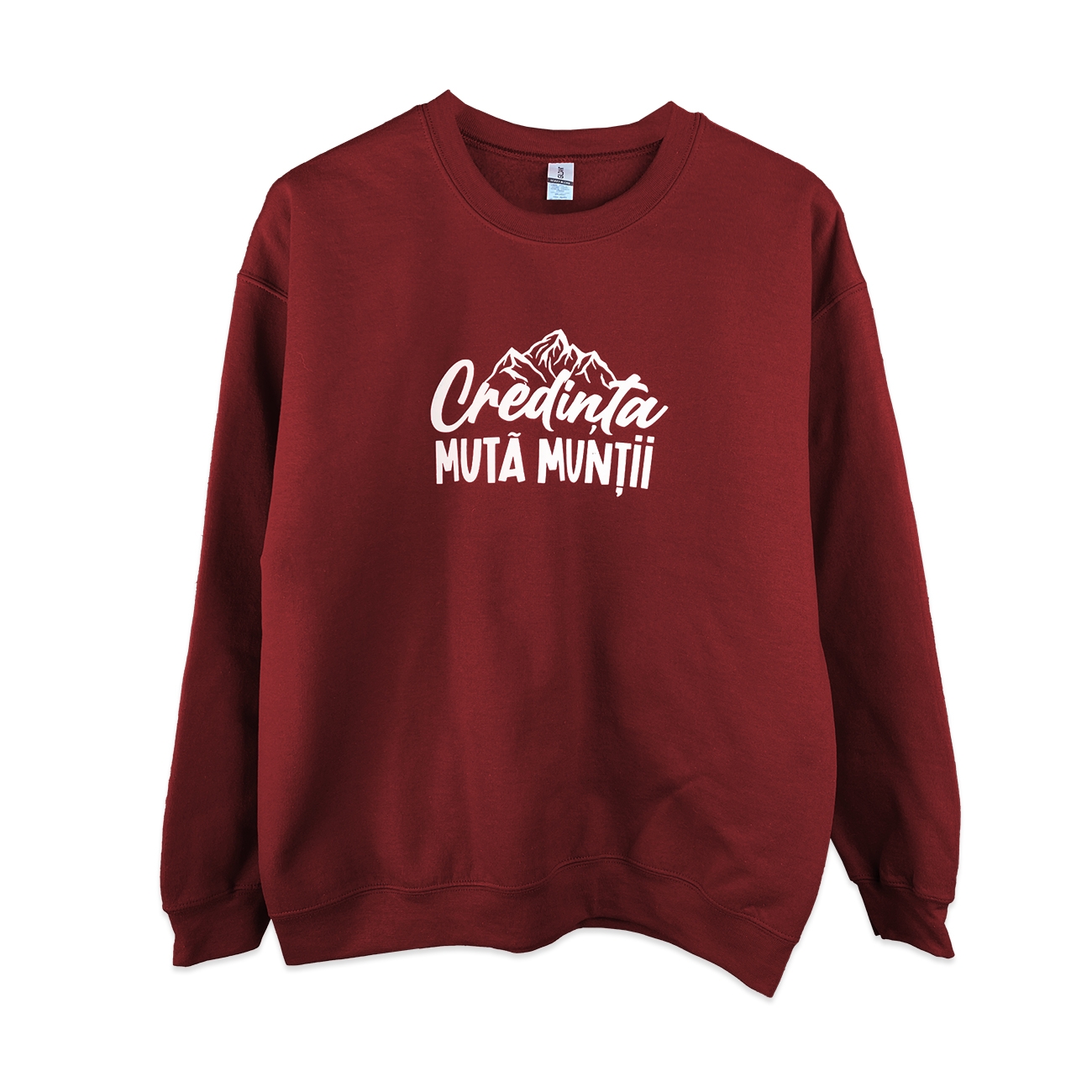 Bluza unisex, marimea M - Credința mută munții (vișiniu) Bluza unisex, marimea M - Credința mută munții (vișiniu)