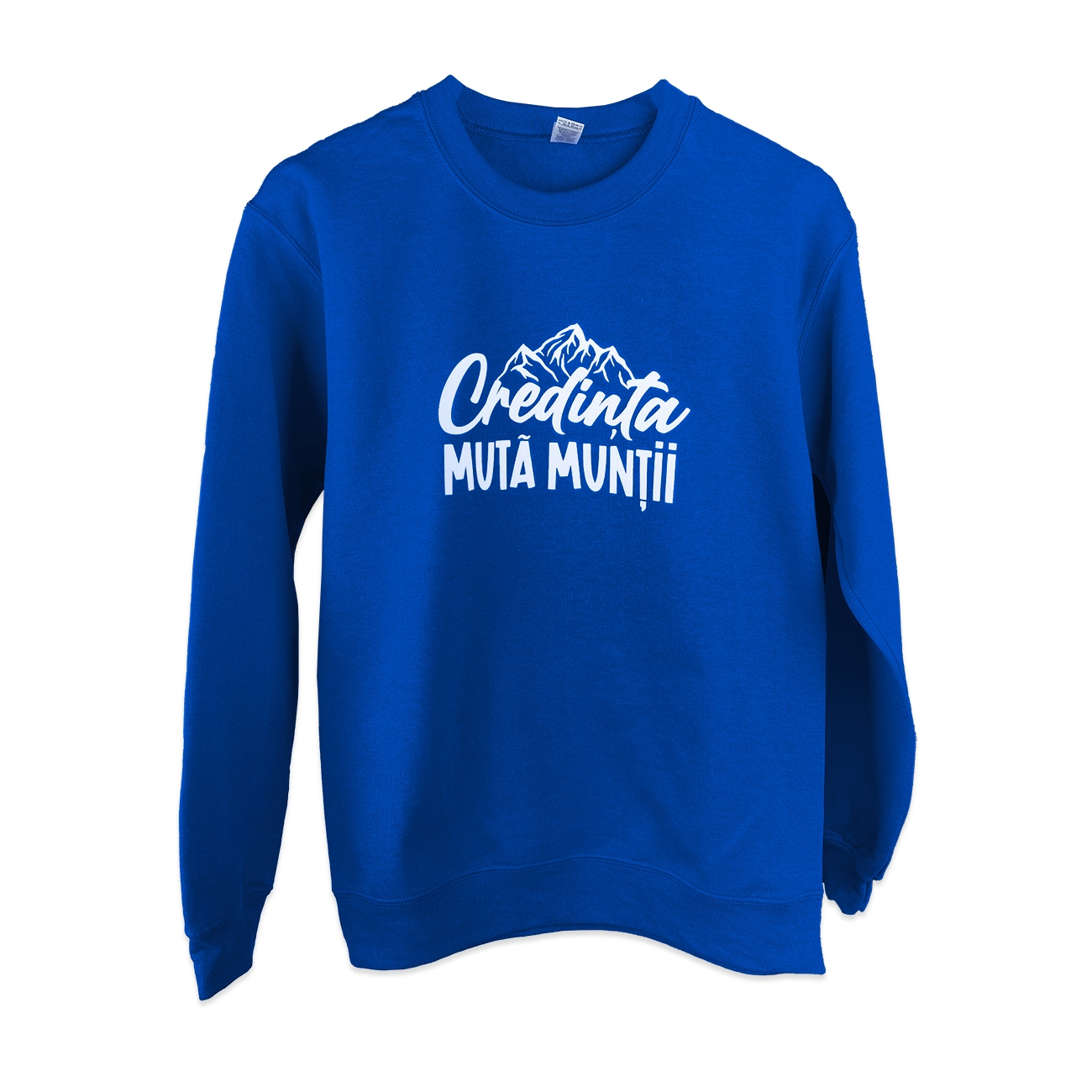 Bluza unisex, marimea M - Credința mută munții (albastru) Bluza unisex, marimea M - Credința mută munții (albastru)