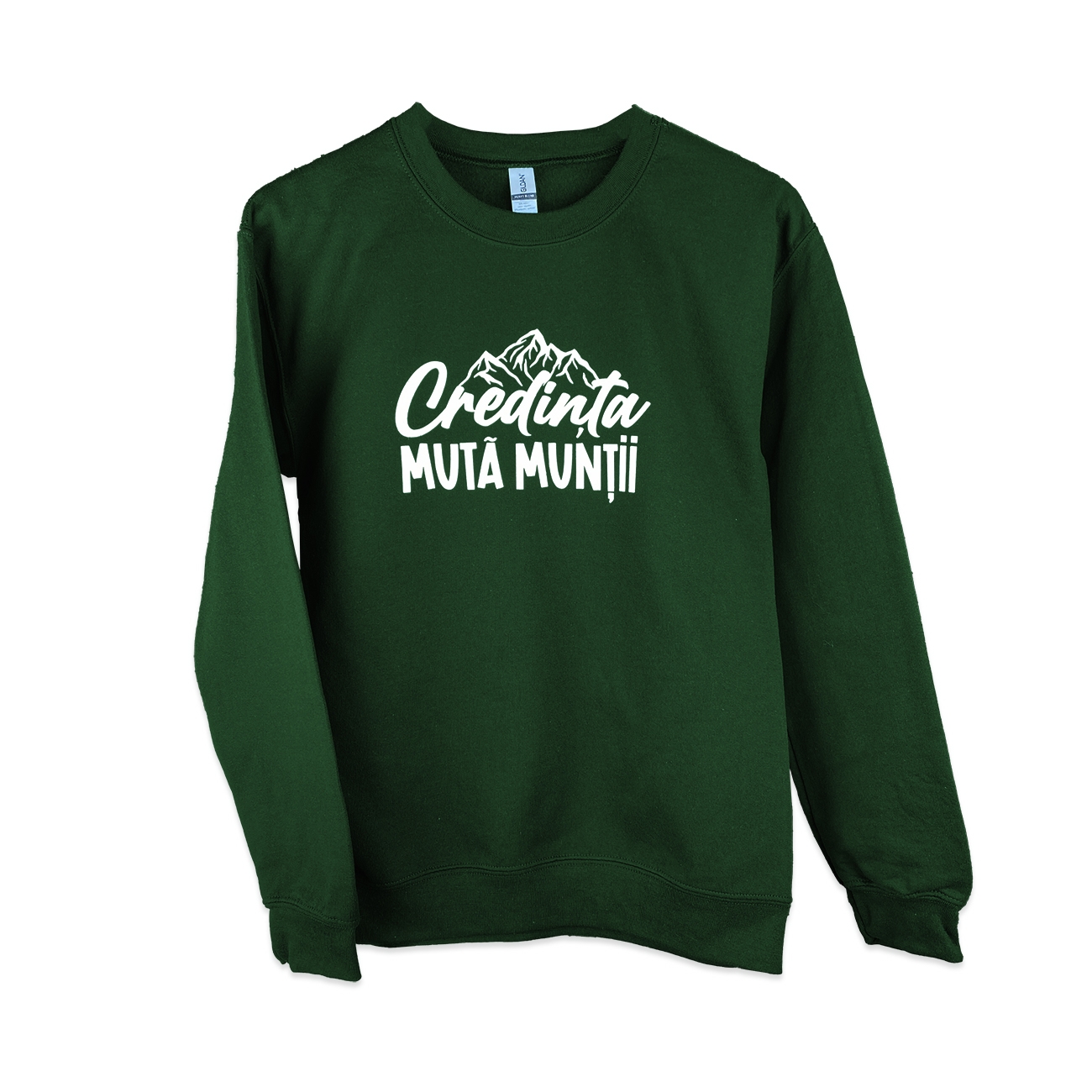 Bluza unisex, marimea S - Credința mută munții (verde)