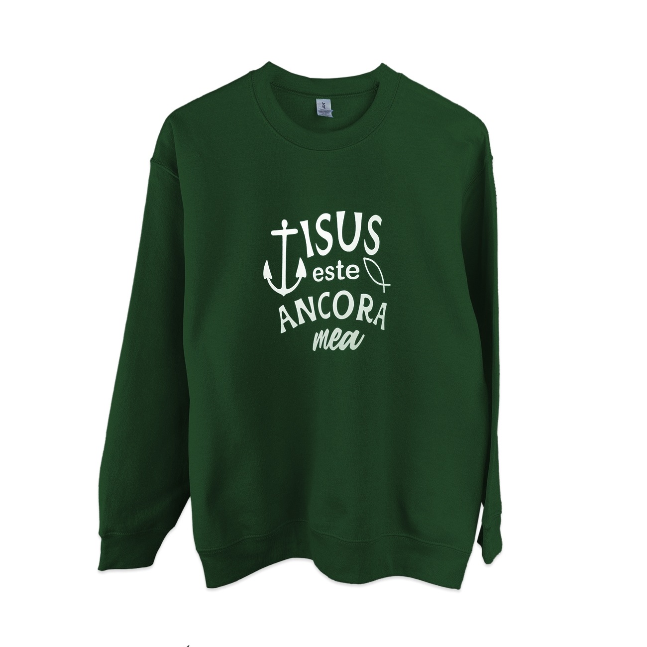 Bluza unisex, marimea L - Isus este ancora mea (verde) Bluza unisex, marimea L - Isus este ancora mea (verde)