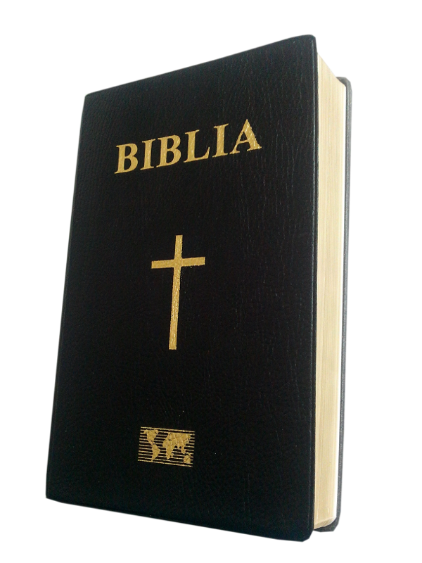 Biblie marime medie, coperta din piele, neagra si margini aurii [LB 053 P]