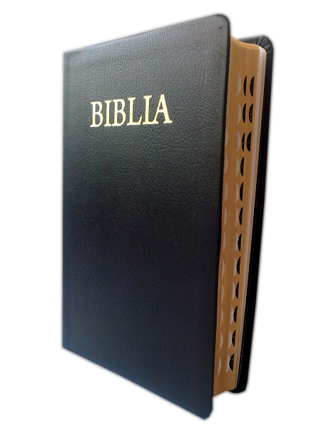 Biblia din piele, neagra, format mare, cu index, aurita [073 PI]