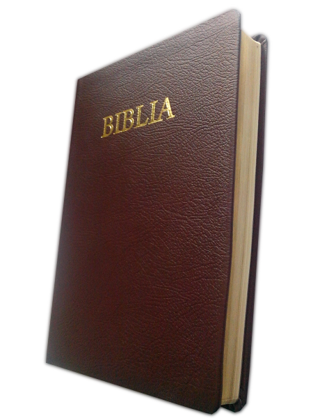 Biblia marime mare, din piele, visinie, margini aurite [073 P]